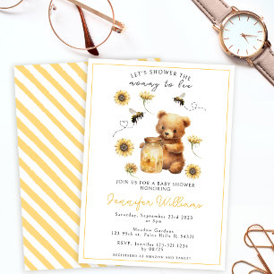 Invitación Mamá de miel para bebe de peluche con ducha de beb