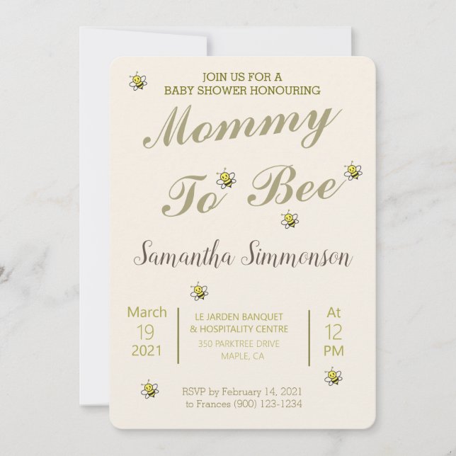 Invitación Mamá De Oro Cuta Para Ser Baby Shower (Anverso)