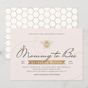 Invitación Mamá de oro se va a la Rubor rosa de Baby Shower