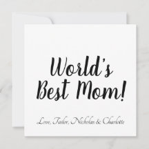 Mamá del mundo negro blanco script personalizado e