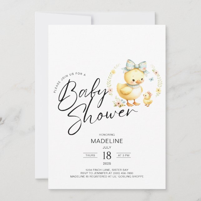 Invitación Mama Duck y Duckling Baby Shower (Anverso)