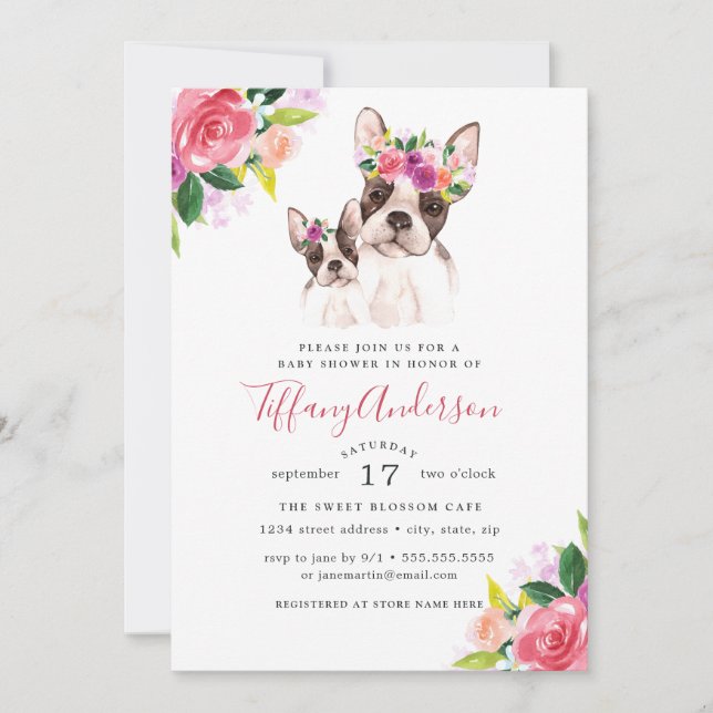 Invitación Mamá Dulce Y Bebé Boston Floral Baby Shower (Anverso)