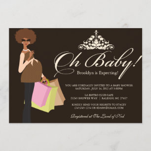 Invitación Mamá elegante Baby Shower invita al afroamericano