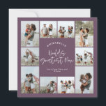 Invitación Mamá elegante minimalista moderna collage de fotos<br><div class="desc">Mamá más grande del mundo guion elegante minimalista moderna collage de fotos personalizadas púrpura líneas limpias y simples tarjeta del día de la madre.</div>