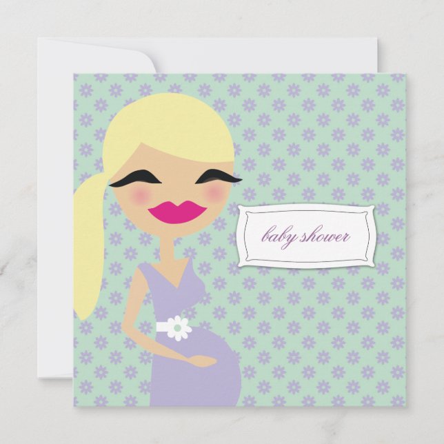 Invitación mamá embarazada 311-Sweet floral - Blonde (Anverso)