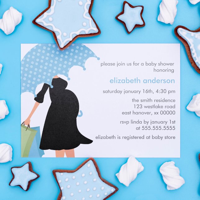 Invitación Mamá embarazada Baby Shower {blue} (Subido por el creador)
