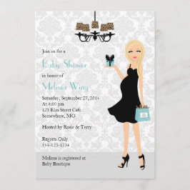 Invitación Mamá embarazada Baby Shower del leopardo azul del