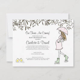 Invitación Mamá embarazada bajo el paraguas Baby Shower