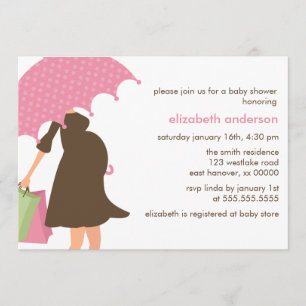 Invitación Mamá embarazada del paraguas rosa Baby Shower