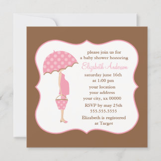 Invitación Mamá embarazada Rosa Baby Shower