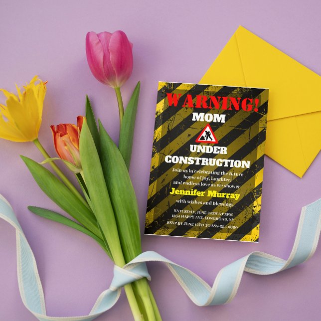 Invitación Mamá en construcción | Baby Shower moderno y perso (Subido por el creador)