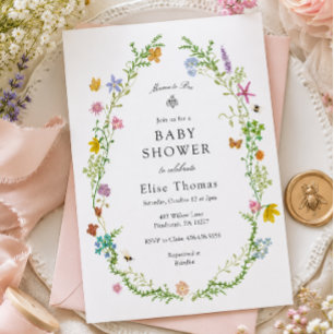 Invitación Mamá Flor Silvestre para la Ducha de Bebé Abeja
