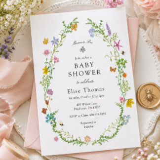 Invitación Mamá Flor Silvestre para la Ducha de Bebé Abeja