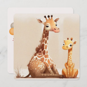 Invitación Mamá Giraffe con el bebé