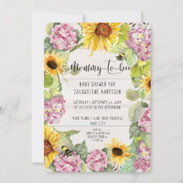 Invitación Mamá girasol para abusar de la ducha Hydrangeas ro
