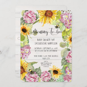 Invitación Mamá girasol para abusar de la ducha Hydrangeas ro