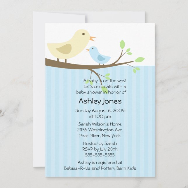 Invitación Mamá linda Bird y bebé Baby Shower (Anverso)