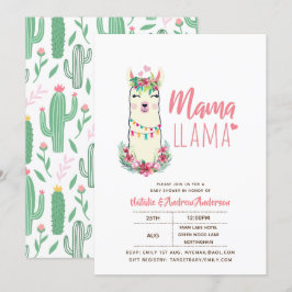 Invitación Mama Llama Baby Shower Fiesta Cacti Cute Chicas