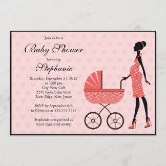 Invitación Mamá moderna a ser carro Baby Shower del chica