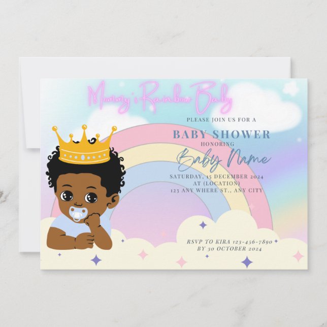Invitación Mamá niña arcoiris (Anverso)