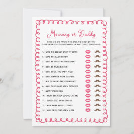 Invitación Mamá o papá del bebé Baby Shower rosa dibujado a m