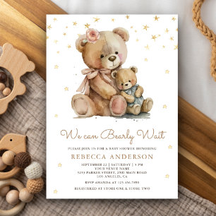 Invitación Mama Oso y adorable bebé Teddy Bear Baby Shower