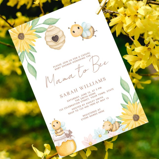 Invitación Mamá Para Adquirir Baby Shower (Bee our guest for a sweet celebration!)