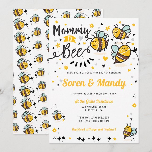 Invitación Mamá para comprar Baby Shower (Anverso / Reverso)