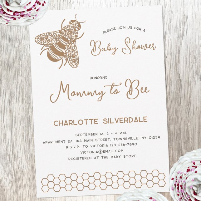 Invitación Mamá para comprar Baby Shower (Modern minimalist Mommy to Bee baby shower invitation)