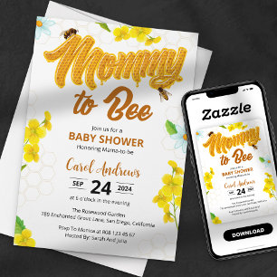 Invitación Mamá para el Baby Shower de Colmena de Abejas Miel