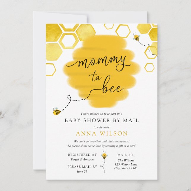 Invitación Mamá para ser Baby Shower por correo (Anverso)