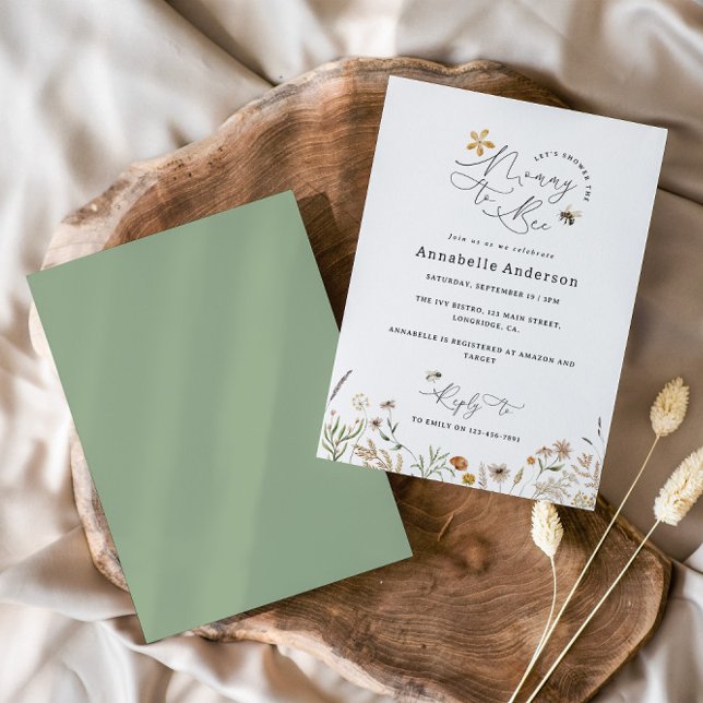 Invitación Mamá para ser flor silvestre bebé ducha salvia ver (Subido por el creador)