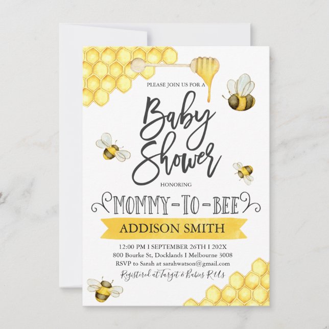 Invitación Mamá Para Ser Invitada De Baby Shower Temática (Anverso)