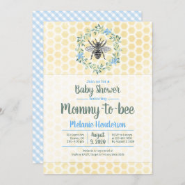 Invitación Mamá para ser, panza de miel, gingham, ducha de be