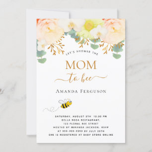 Invitación Mamá para ser una floral amarilla linda Baby Showe