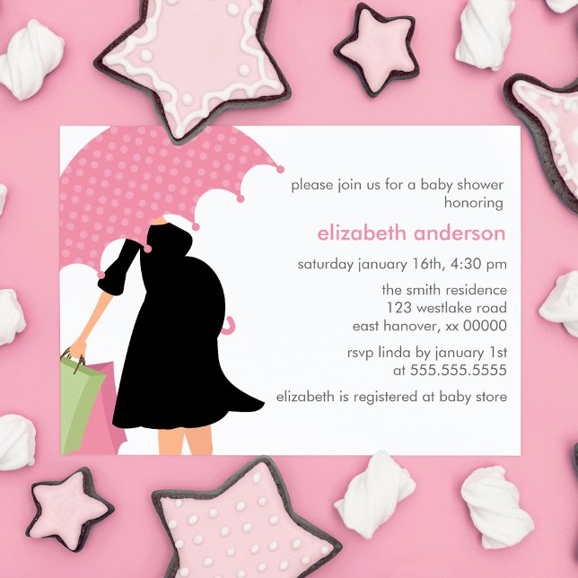 Invitación Mamá Paraguas Rosa Para Ser Chica Baby Shower (Subido por el creador)