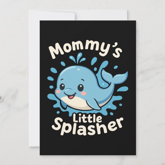 Invitación Mamá pequeño splashador ballena bebé linda (Anverso)