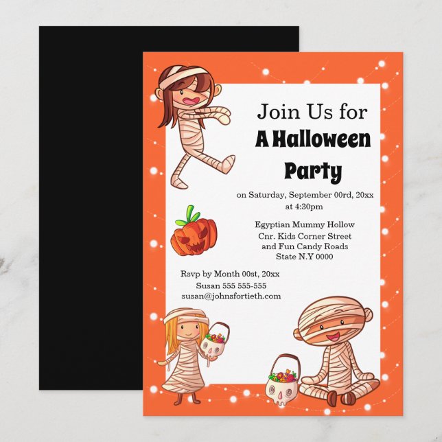 Invitación Mamá personalizados egipcios monstruos lindos niño (Anverso / Reverso)