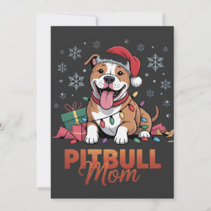 Invitación Mamá Pitbull Navidad Sombrero Santa Pitbull Perro 