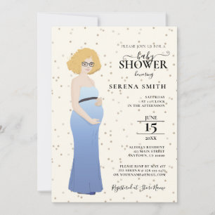 INVITACIÓN MAMÁ POR VENIR EN DUCHA DE VESTIDO AZUL