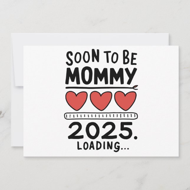 Invitación Mamá Pronto 2025 Mamá Cargando Ascendida a Mamá (Anverso)