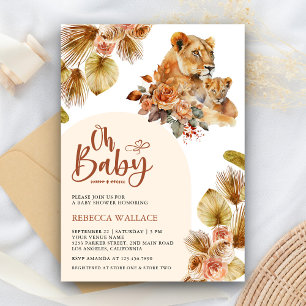Invitación Mamá Rústica Boho y León Bebé Fiesta de Cumpleaños