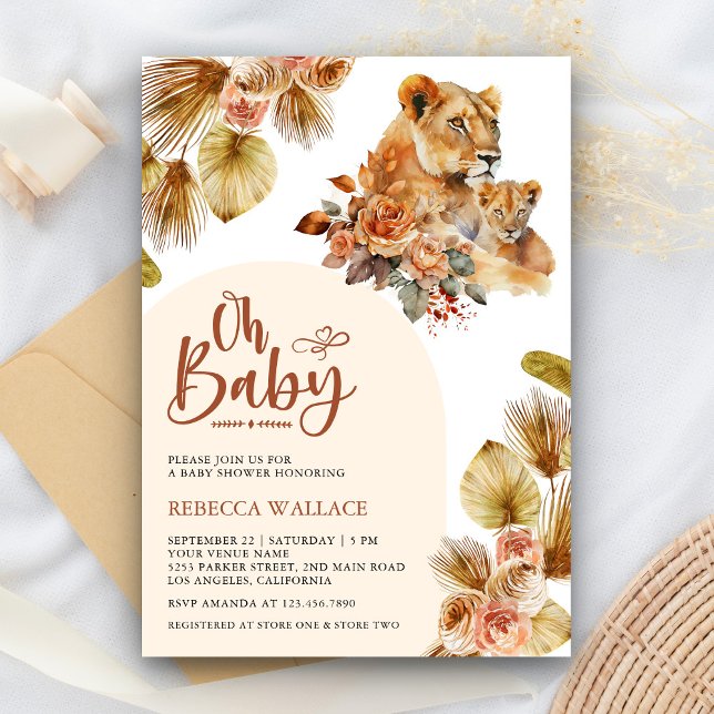 Invitación Mamá Rústica Boho y León Bebé Fiesta de Cumpleaños (Subido por el creador)