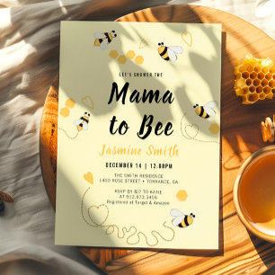 Invitación Mamá se bebe el Baby Shower de la miel amarilla ne