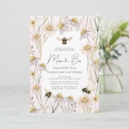 Invitación Mamá se va a comprar Chamomile y daisies rosado Ba