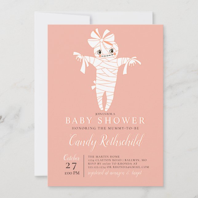 Invitación Mamá será Baby Shower de Halloween (Anverso)
