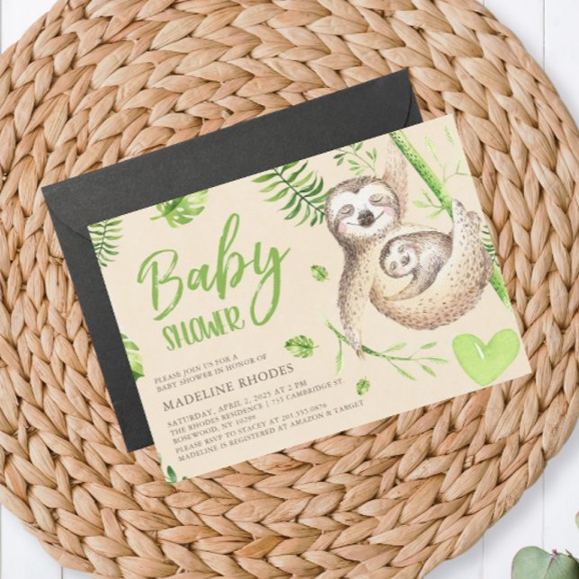Invitación Mama Sloth y Baby Sloth Baby Shower (Subido por el creador)