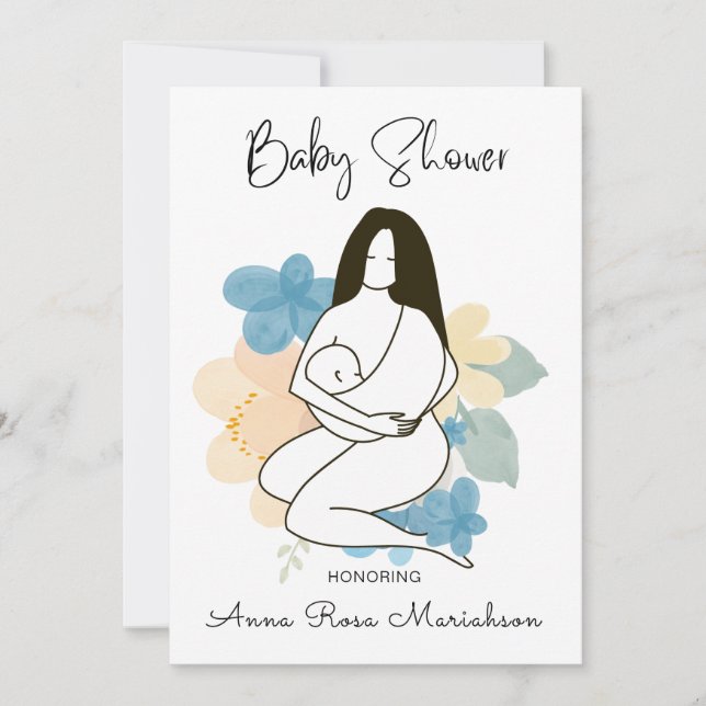 Invitación *~* Mamá sostiene Baby Shower Floral para bebés (Anverso)