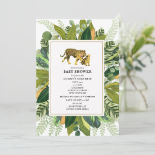 Invitación Mama Tiger    InvitatBebé con vegetación tropical