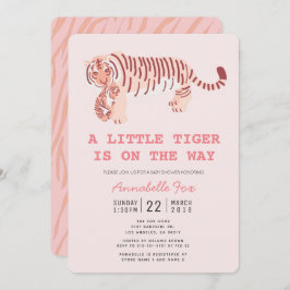 Invitación Mamá Tiger lleva una bebida rosada invitada a Baby